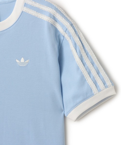 3Sストライプフリル★新作人気【ADIDAS】RUFFLE 3S TEE★3色 adidas RUFFLE 3S TEE クリアスカイ（アディダス ラフル 3S