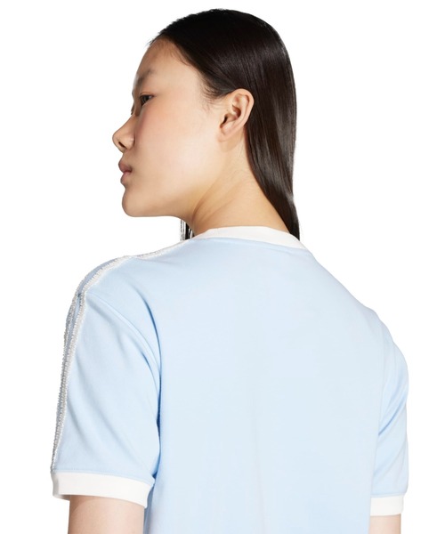 3Sストライプフリル★新作人気【ADIDAS】RUFFLE 3S TEE★3色 adidas RUFFLE 3S TEE クリアスカイ（アディダス ラフル 3S