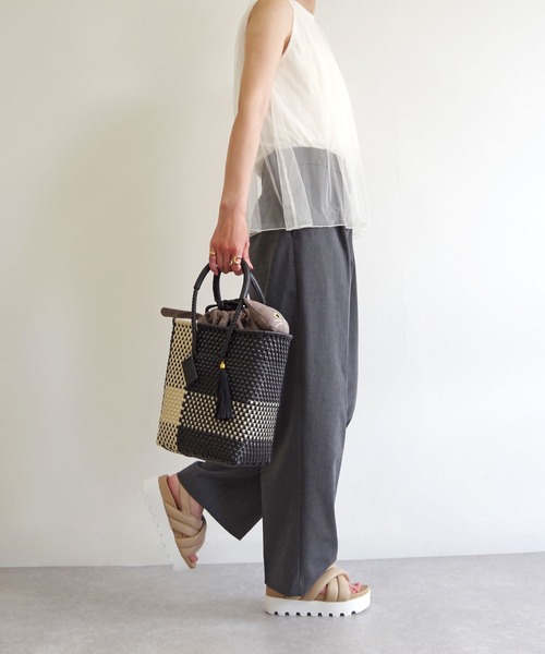 新品！　Woven ブラウン系 メルカドバッグ　かごバッグ バッグインバッグ かごバッグ カゴバッグ WOVEN (ウーヴン) / メキシコ
