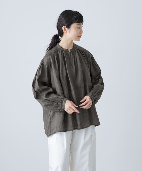 45r  スモック　ブラウス　プルオーバー　麻リネンテイスト　かぐれ かぐれ｜リネンスモックブラウス | Rakuten Fashion(楽天