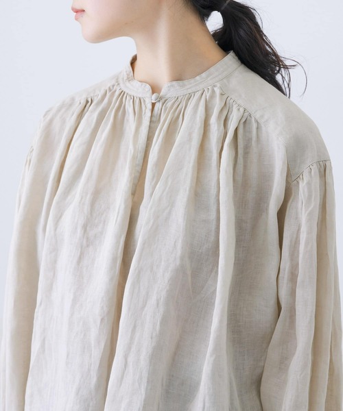 かぐれ 25SS リネンスモックブラウス カグレ かぐれ リネンスモックブラウス （CHARCOAL
