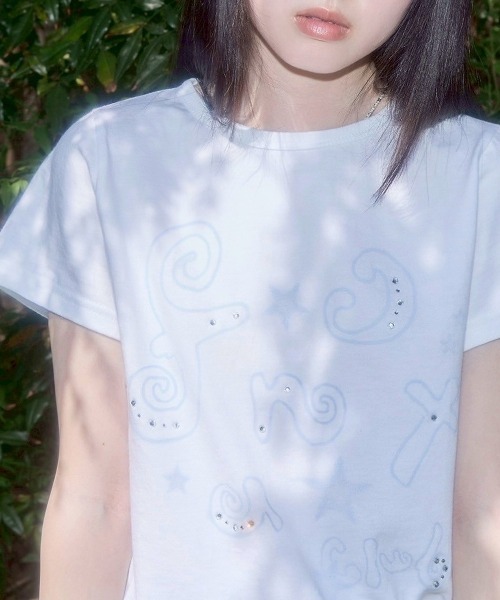 tシャツ 「FANCY CLUB」Gliter Mazy Logo Tee レディース FANCY CLUB tシャツ 「FANCY CLUB」Gliter Mazy Logo Tee