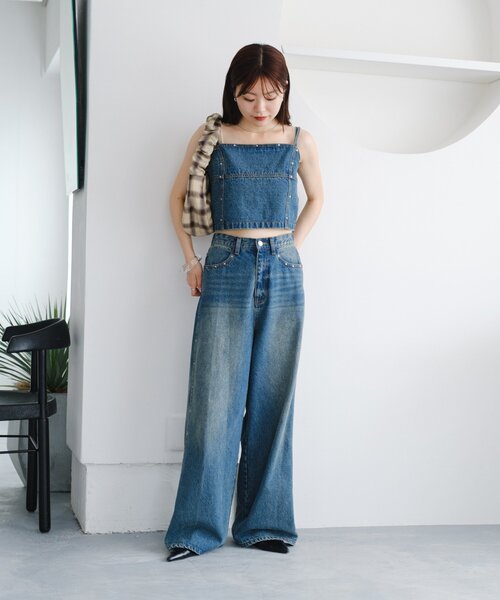 Kastane キャミソール 「セットアップ対応」スタッズデニム