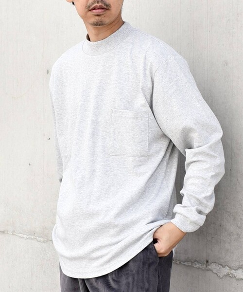 「SHIPS any」 長(zhǎng)袖Tシャツ SMALL ライトグレー メンズ