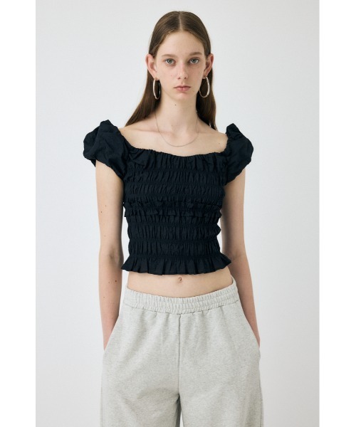 MOUSSY　GATHER SLEEVE ブラウス　ホワイト MOUSSY（マウジー） ブラウス シャツ 「EC・一部店舗限定」GATHER