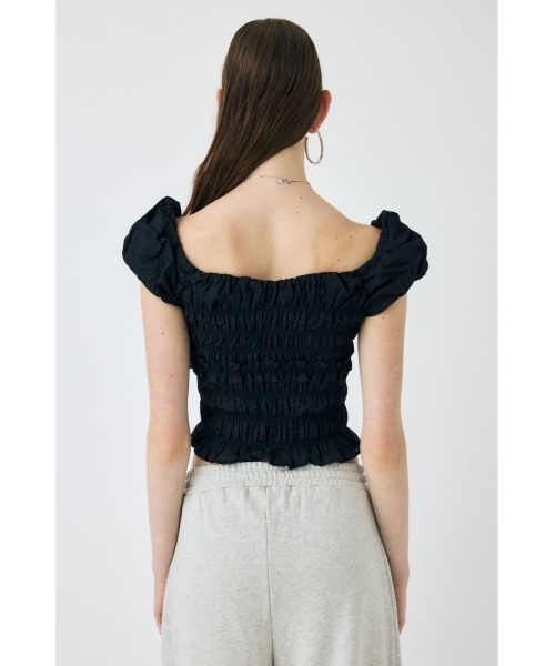 moussy  GATHER DENIM ブラウス  ブラック　サイズ2 MOUSSY（マウジー）の「FRONT GATHER DENIM ブラウス（シャツ/ブラウス
