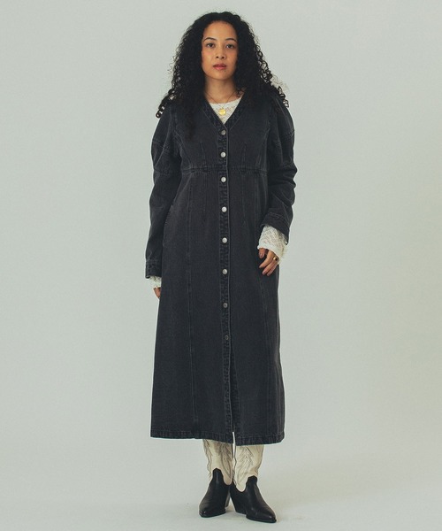 ROSE BUD（ローズバッド） ワンピース (mici)DENIM VOLUME SLEEVE