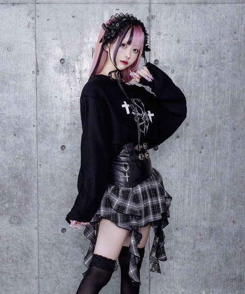 Amilige（アミリージュ） tシャツ くぎベアプリントダメージガーゼ