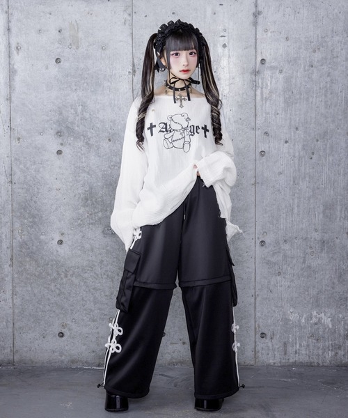 トップス amilige Amilige（アミリージュ） tシャツ くぎベアプリントダメージガーゼ
