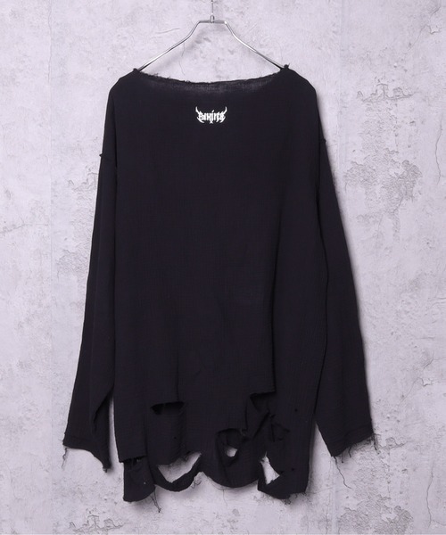 Amilige（アミリージュ） tシャツ くぎベアプリントダメージガーゼ