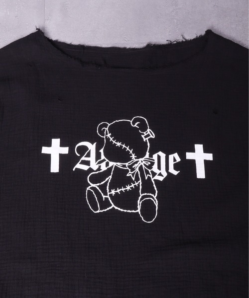 Amilige（アミリージュ） tシャツ くぎベアプリントダメージガーゼ