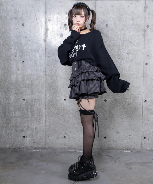 Amilige（アミリージュ） tシャツ くぎベアプリントダメージガーゼ