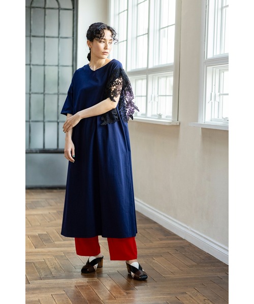 「OSMOSIS」 半袖ワンピース ONE SIZE ブラック レディース_画像3