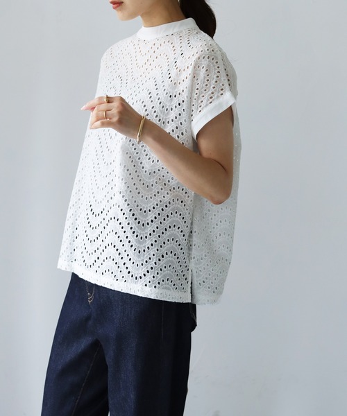 「HER CLOSET」 半袖ブラウス M チャコールグレー レディース_画像2
