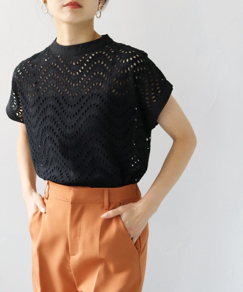 「HER CLOSET」 半袖ブラウス M チャコールグレー レディース_画像8