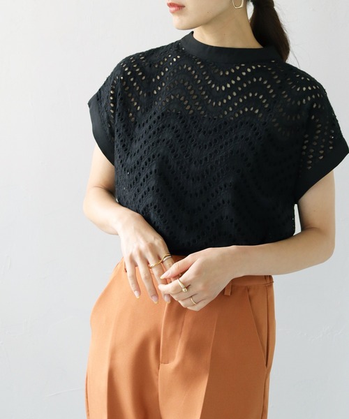 「HER CLOSET」 半袖ブラウス M チャコールグレー レディース_画像9