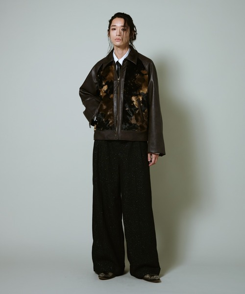 ジャケット・アウター CAMPHOR WOOD leather flight jacket leather/fur faux reversible flight jacket / フェイクレザーファー