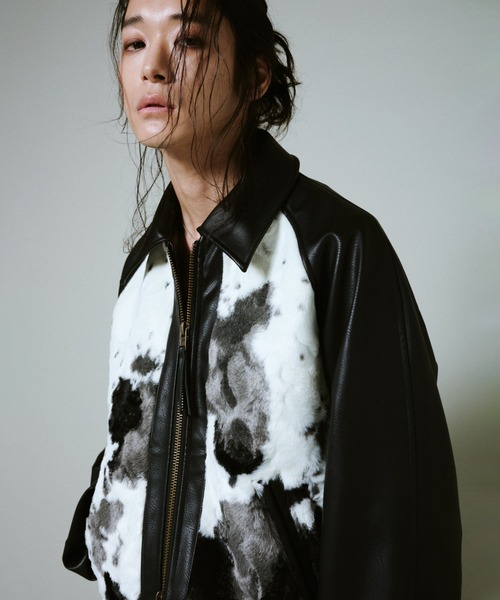 Camphor wood コート ジャケット faux haircalf leather jacket