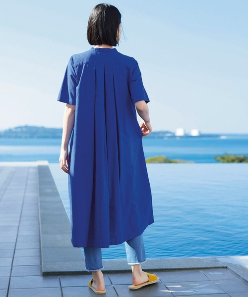 「Sunny clouds」 半袖ワンピース LARGE ブルー レディース_画像4