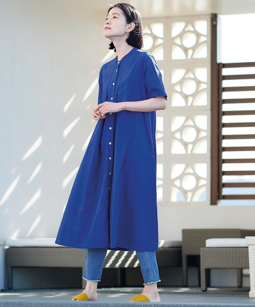 「Sunny clouds」 半袖ワンピース LARGE ブルー レディース_画像7