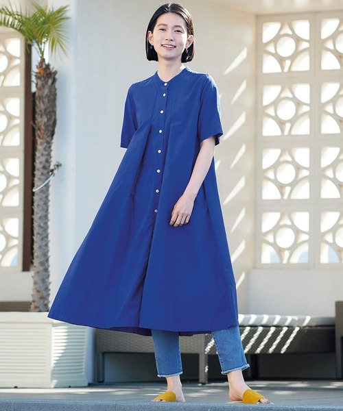 「Sunny clouds」 半袖ワンピース LARGE ブルー レディース_画像8