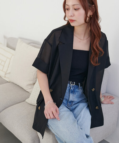 「DISCOAT」 テーラードジャケット FREE ライトベージュ レディース_画像3