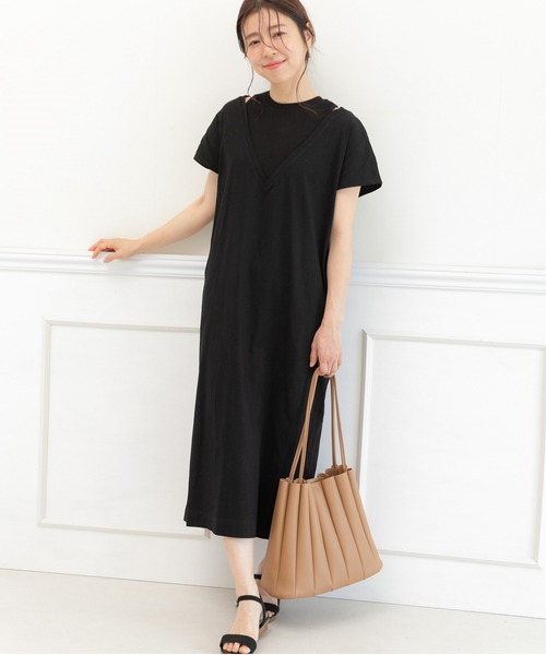 「PREFERIR」 半袖ワンピース MEDIUM ブラック レディース_画像5