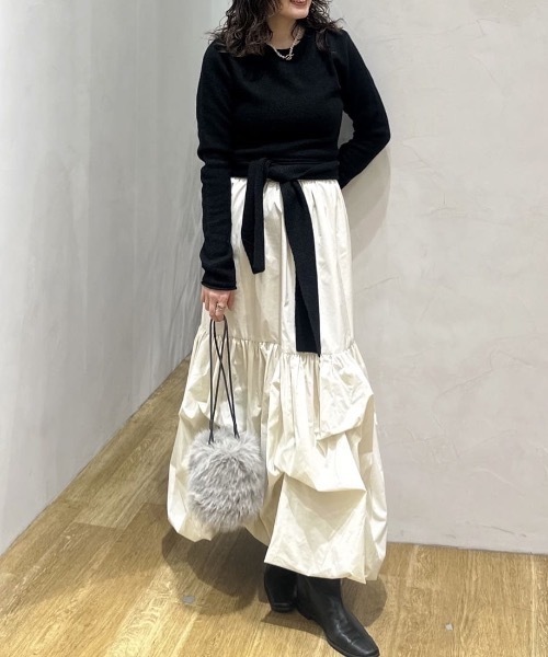 STYLEMIXER タックバルーンギャザースカート　WHITE M STYLEMIXER | タックバルーンギャザースカート (スカート(ロング