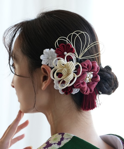 utatane 髪飾り 絞り花＆水引＆タッセル 日本製 レディース : ZOZOTOWN
