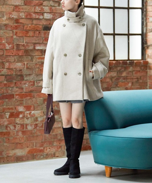 「archives」 チェスターコート MEDIUM グレイッシュベージュ レディース_画像3