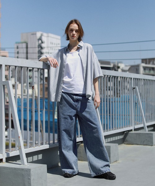 「ROCHEM」 7分袖シャツ S グレー メンズ_画像9
