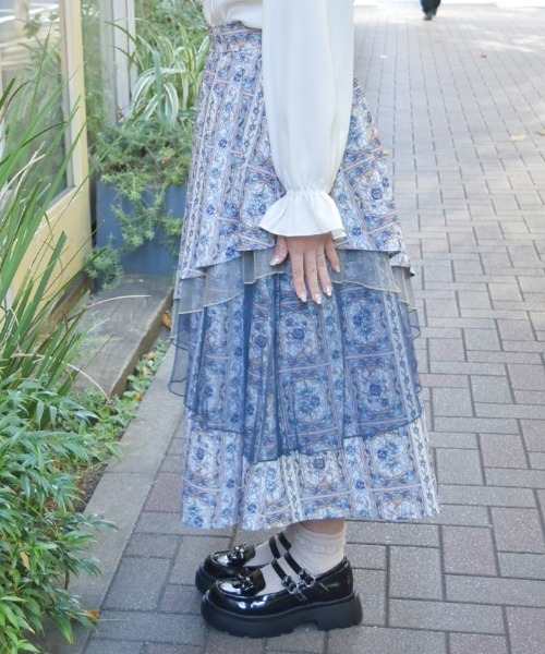 axes femme kawaii クラシックカテドラルスカート ステンドグラス axes femme（アクシーズファム）の「ステンドグラスランプ柄SK