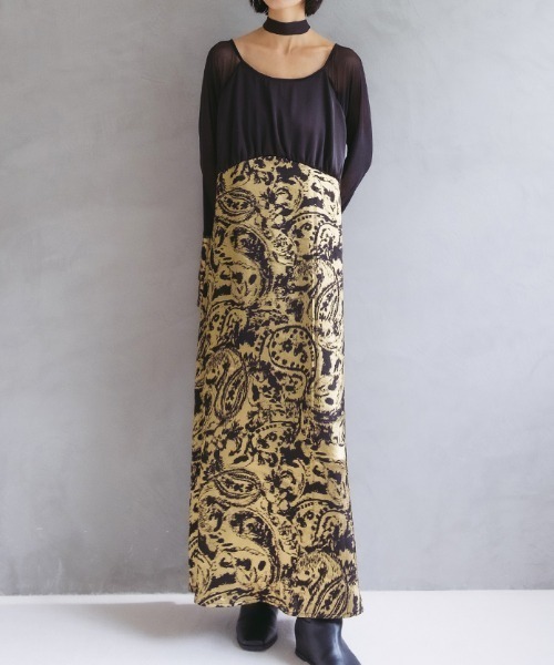 sahara（サハラ） パーティードレス ドレス Foil Stamped Satin Dress