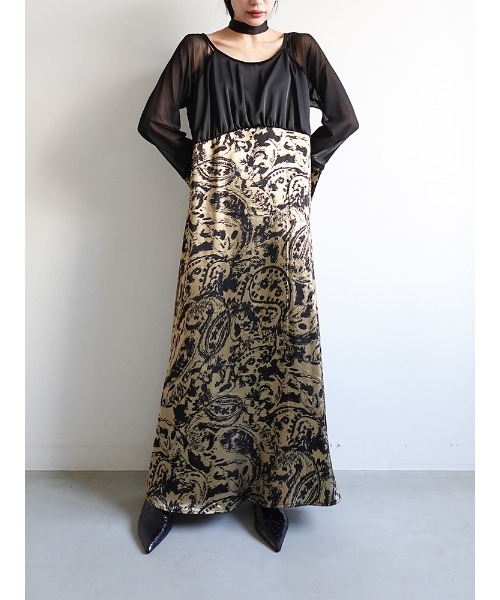 sahara（サハラ） パーティードレス ドレス Foil Stamped Satin Dress