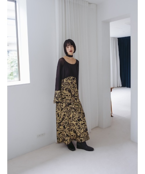 sahara（サハラ） パーティードレス ドレス Foil Stamped Satin Dress