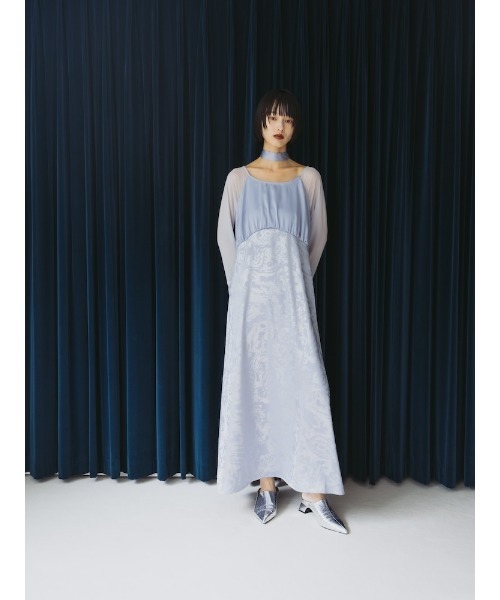 【美品】MARTE saharaフォイルスタンプサテンドレス sahara（サハラ） パーティードレス ドレス Foil Stamped Satin Dress