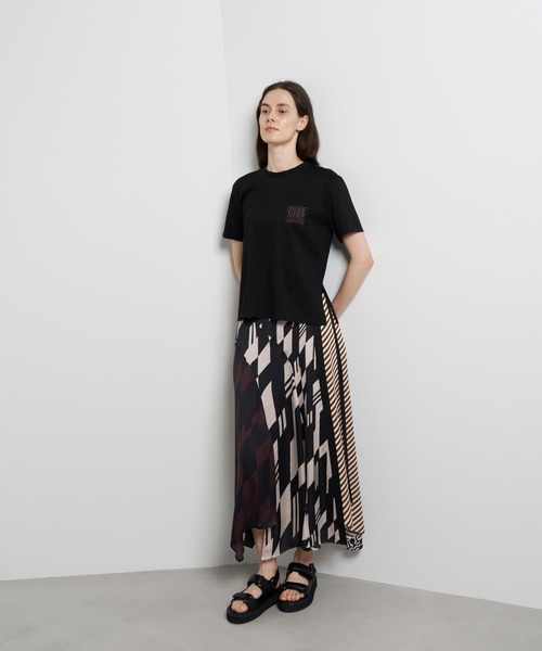 LANVIN en Bleu tシャツ ワンポイントスクエアロゴTシャツ レディース