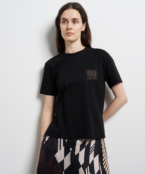 LANVIN en Bleu tシャツ ワンポイントスクエアロゴTシャツ レディース