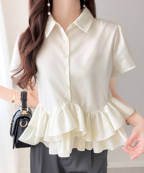 mily bilet ブラウス シャツ 夏 半袖 「8月上旬再入荷！予約受付中