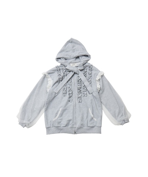 Lolime by mellfy memory パーカー ribbon frill hood zip-up