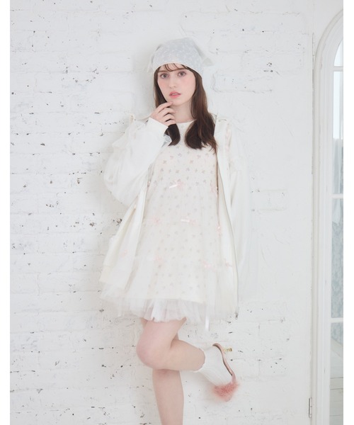 Lolime by mellfy memory パーカー ribbon frill hood zip-up