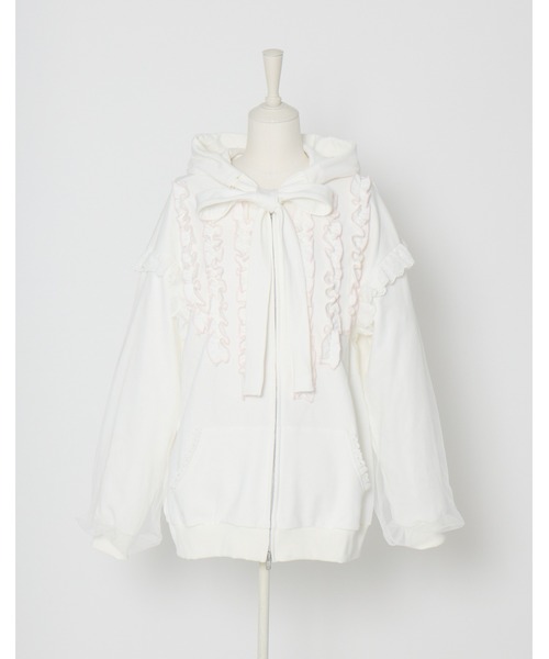 Lolime by mellfy memory パーカー ribbon frill hood zip-up Lolime by mellfy memory パーカー ribbon frill hood zip-up