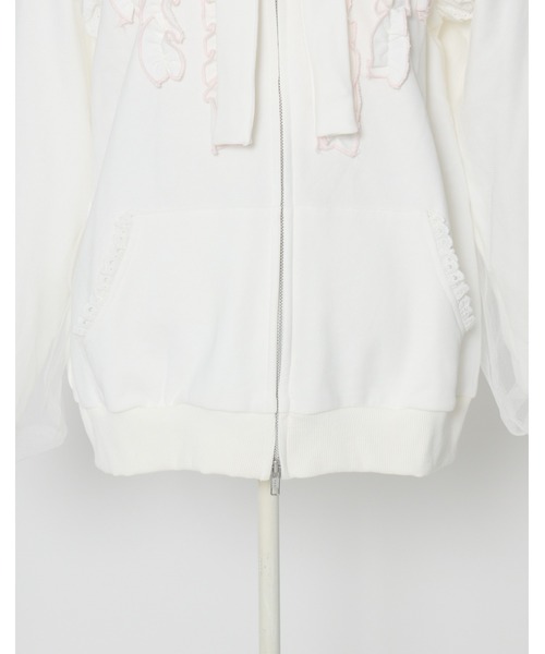Lolime by mellfy memory パーカー ribbon frill hood zip-up