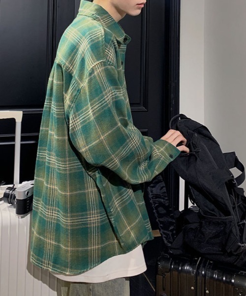 「lilful」 長袖ネルシャツ M ブルー メンズ_画像4