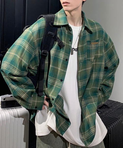 「lilful」 長袖ネルシャツ M ブルー メンズ_画像6
