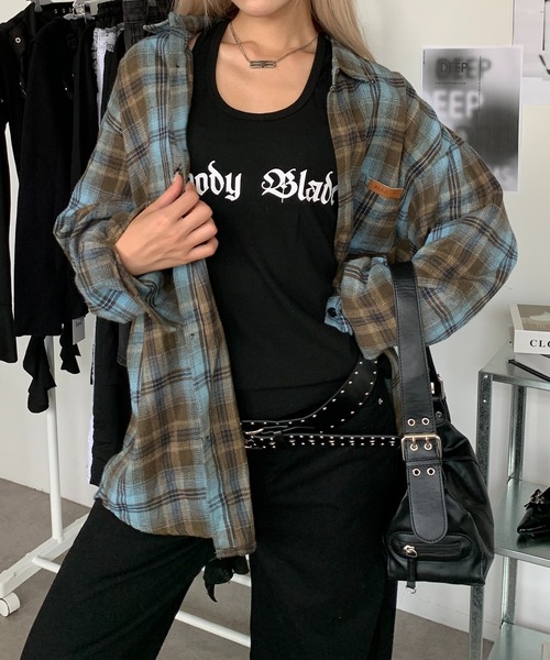 「lilful」 長袖ネルシャツ M ブルー メンズ_画像7