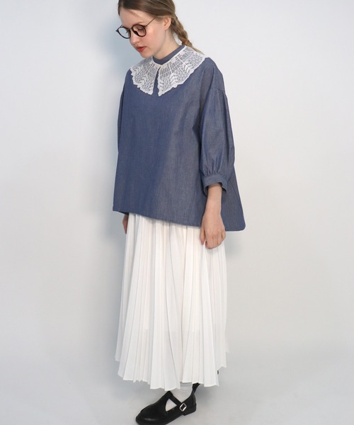 「haupia」 7分袖ブラウス MEDIUM オフホワイト レディース_画像6