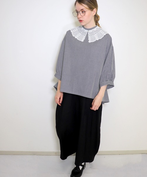 「haupia」 7分袖ブラウス MEDIUM オフホワイト レディース_画像9