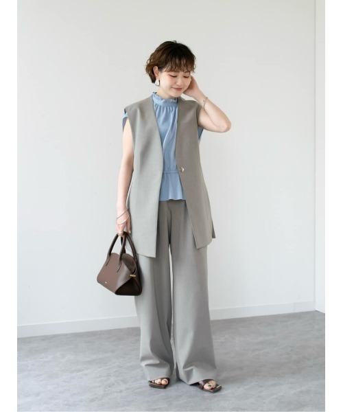 ワイドパンツ スラックス パンツ WEB ルミネ別注 ディープタックパンツ レディースの画像
