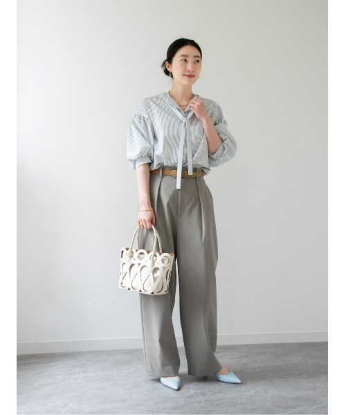ワイドパンツ スラックス パンツ WEB ルミネ別注 ディープタックパンツ レディースの画像